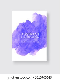 Vector card with watercolor blot. Abstract cards with hand drawn blots on white background for your design.