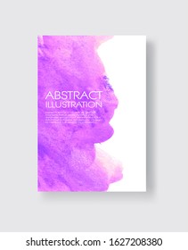 Vector card with watercolor blot. Abstract cards with hand drawn blots on white background for your design.