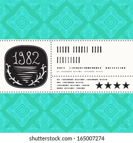 Vector card with watercolour circle on tropical blue pattern background. Template for spa promotion, gift card, soap package, spring sale coupon, wedding invitation, perfume box design, business card