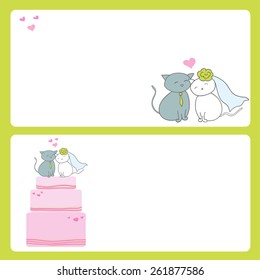 vector card with wedding cake and cats