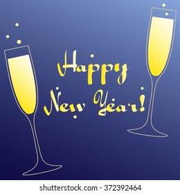 Vector card with wine glasses