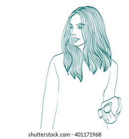 vector card with woman