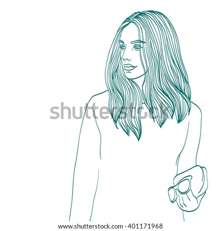 vector card with woman