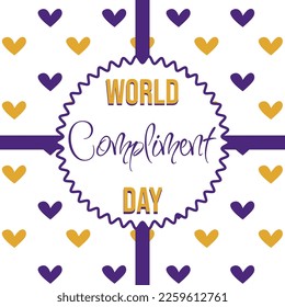 vector card world compliment day in purple and yellow colors