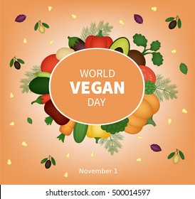 Vector card for World Vegan Day