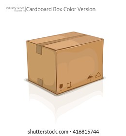 Vector Cardboard Box. Abstract closed Cardboard Box. Color version. Side view. Vector EPS10.