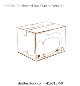 Vector Cardboard Box. Abstract closed Cardboard Box. Outline Version. Side view. Vector EPS10.