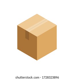 caja de cartón vectorial en marrón