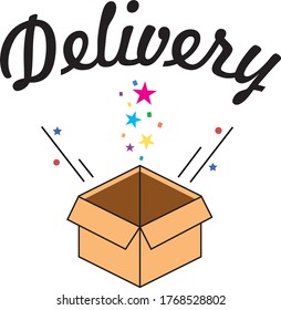 Vektorgrafik eines Kartons für den Versand. Überraschtes Paket für die Lieferung.