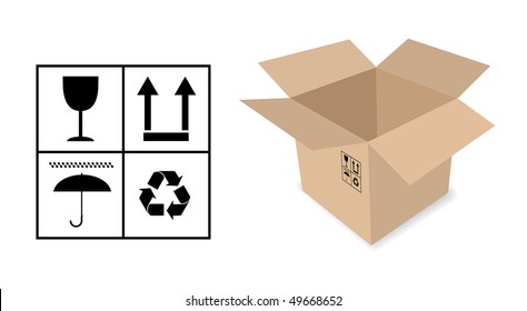 vector cardboard box with signs