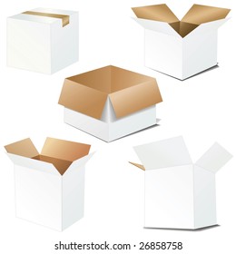 vector cardboard boxes. Opened and closed
