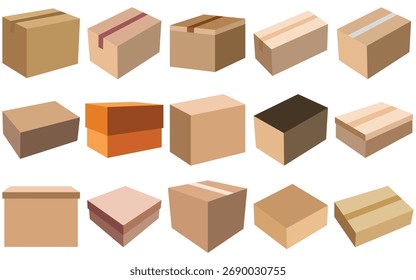 Vector Cardboard Boxes – Realistic Empty Packaging Design for Shipping, Storage.