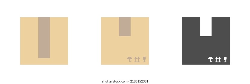 Vector cardboard boxes. A set of boxes. Vector clipart isolated on white background.