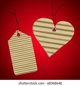 Vector Cardboard Gift Tag Set With Heart And Rectangle Shapes