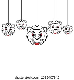 The vector cardboard of a hanging lion cub's head is cool and simple
