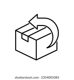 Vector cardboard illustration. Return icon of an item or package. Isolated against a blank background.