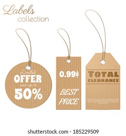Vector cardboard labels collection. EPS10