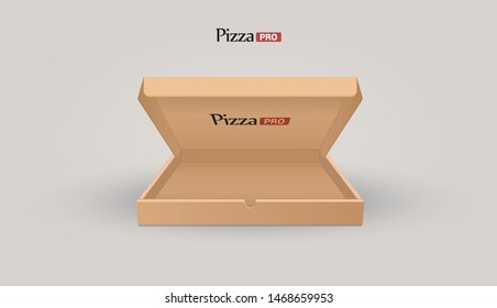 Vector cardboard pizza box. Carton  packaging. Illustration. 