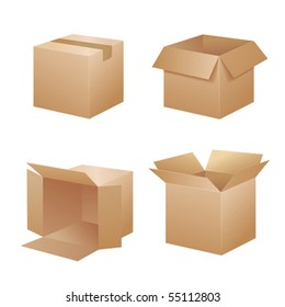 Vector cardboard shipping boxes