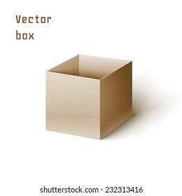 Vector cardboard textured realistic box with shadow
