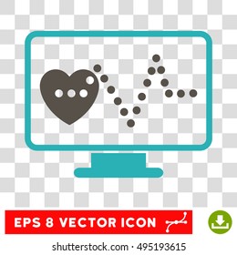 Vector Cardio Monitoring EPS vector pictogram. Illustration style is flat iconic bicolor grey and cyan symbol on a transparent background.