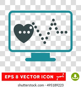 Vector Cardio Monitoring EPS vector pictograph. Illustration style is flat iconic bicolor soft blue symbol on a transparent background.