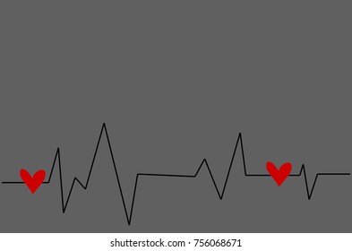  vector, Cardiogram of heart rhythm for Valentines Day