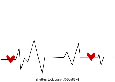  vector, Cardiogram of heart rhythm for Valentines Day