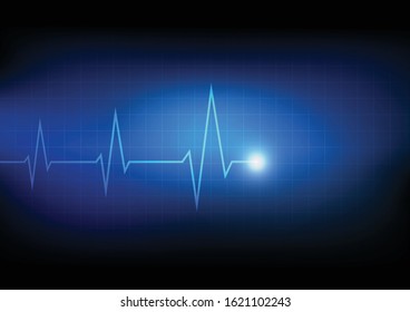 Vector : Cardiogram with heartbeat on grid background