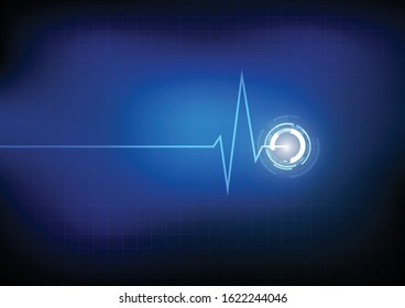 Vector : Cardiogram with heartbeat on grid background