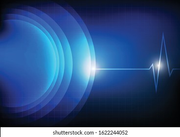 Vector : Cardiogram with heartbeat on grid background