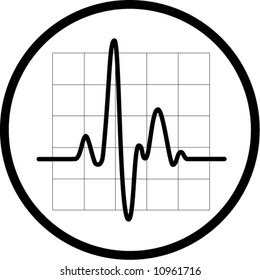 Vector cardiogram icon. Black and white. In my portfolio there is version 4 in 1.