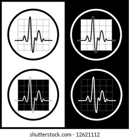 Vector cardiogram icons. Black and white. Simply change.