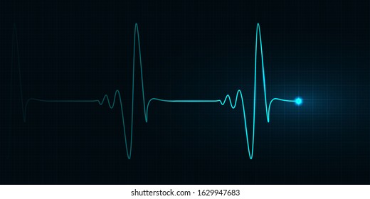 Vector Cardiogram illustration, heartbeat, Electrocardiogram with red mesh. Healthcare, life and heart examination concept. Vector illustration