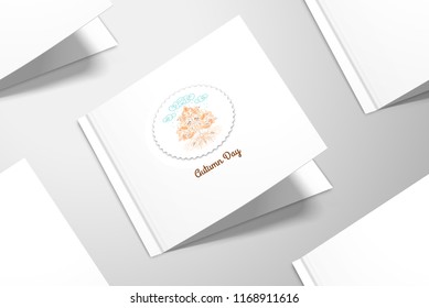Vector cards with autumn tree in the rain. 