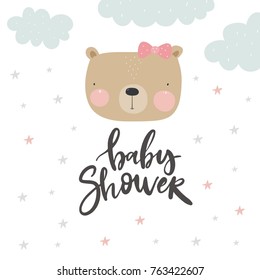 Vector cards for Baby Shower with cute bear