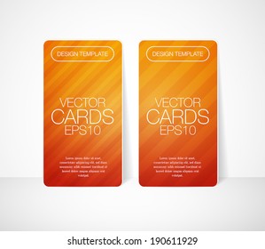 Vector cards with bright orange striped diagonal background