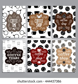 vector cards with coffee theme design, collection of cards, creative cards coffee elements,