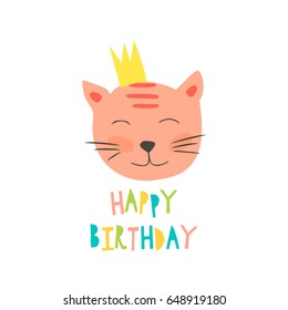 Vector cards with cute illustration of cat faces for banners, flyers,placards . Vector clip art for children.