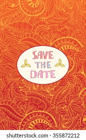 Vector cards design. Hand drawn floral ornaments. Invitation cards with floral elements. Save the date. 