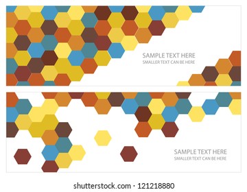 vector cards design with hexagonal shapes and place for your text isolated on white background