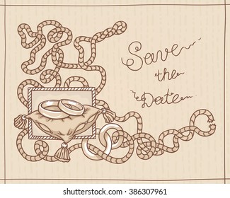Vector cards design. Wedding invitation, save the date. Vintage labels. Hand drawn ornaments. 