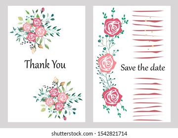 Vector cards with flowers,leaves. Botanic  Design for banner, wedding, poster, invitation, cover, placard, brochure, header.