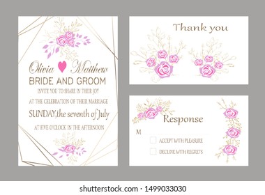 Vector cards with flowers,leaves and geometric. Botanic  Design for banner, wedding, poster, invitation, cover, placard, brochure, header.