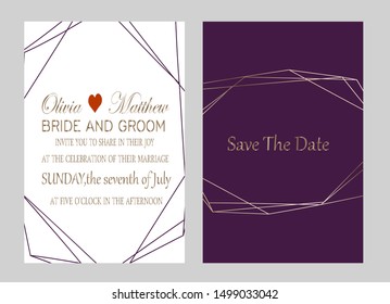 Vector cards with geometric. Botanic  Design for banner, wedding, poster, invitation, cover, placard, brochure, header.