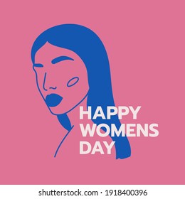 Vector cards with illustrations with women faces. International womens day postcards. Sisterhood and Feminism. Graceful line art postcards, social media post