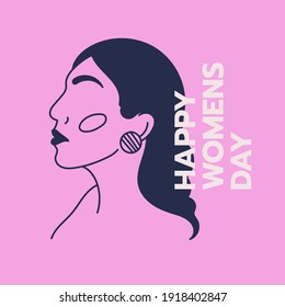Vector cards with illustrations with women faces. International womens day postcards. Sisterhood and Feminism. Graceful line art postcards, social media post