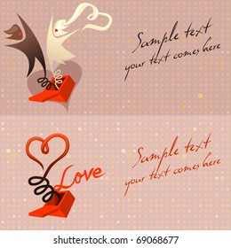 vector cards - love message popping out of a box