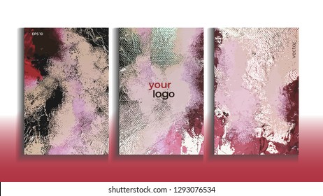 Vector cards. Set of templates brochure, cover and sheets. Abstract painted background. 