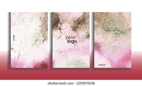 Vector cards. Set of templates brochure, cover and sheets. Abstract painted background. 
